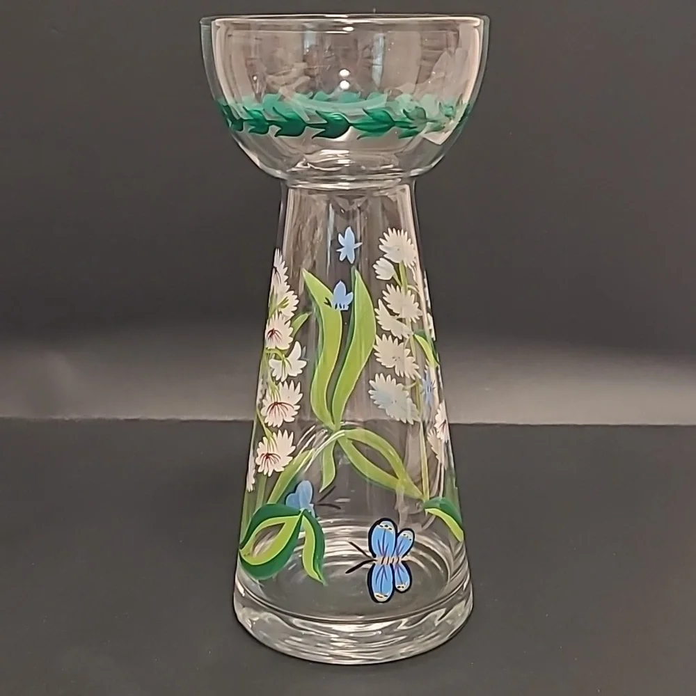 Handpainted Floral Vase with Butterflies